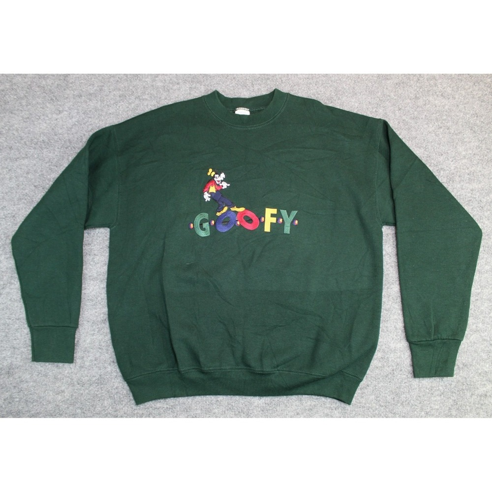 Vintage Disney Mickey & Co. Embroidered Goofy Sweatshirt Size Large Green 90s